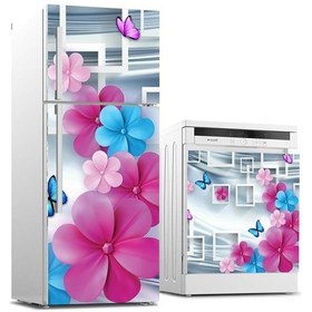 Resim Buzdolabı Ve Bulaşık Makinası Beyaz Eşya Sticker Kaplama 3D Çiçek (540887091) 