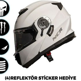 Resim Ncr Stars Çene Açılır Beyaz Kask Ece Belgeli Beyaz 
