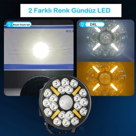 Resim Kamyon Tır 9 Inç Sis Farı Tepe ve Tampon Lambası 100 W Projektör Lamba Gündüz LED Drl Sarı ve Beyaz 