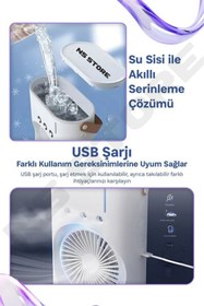Resim NS Store Su Püskürtmeli Şarjlı Döner Vantilatör | Kumandalı, İki Pervaneli, Taşınabilir 