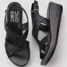 Resim Bueno Shoes Siyah Deri Kadın Dolgu Topuklu Sandalet 01wu5701 