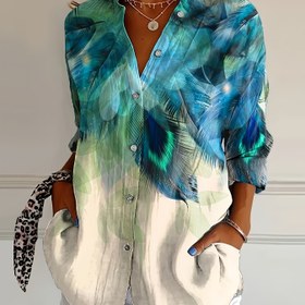 Resim Vibrant Tie-Dye Baskılı Uzun Kollu Casual Gömlek - Hafif, Kolay Kurur, Polyester Karışımı, Düğmeli Kardigan, Vibrant Tasarım, Günlük Giyim ve Tatil İçin İdeal, Tatil Temel Gereksinimi | Casual Stil | Parlak Dokusu 