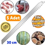 Resim Badem10 5 Adet Tilki Kuyruğu Kılıç Et Kemik Kesme Testeresi Paslanmaz Çelik Bıçak Bıçağı Ağzı Ucu 30 cm 