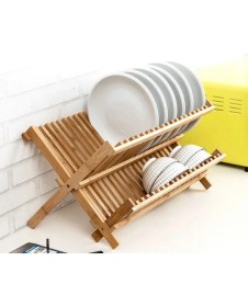 Resim YDGR Bambu Katlanabilir Tabaklık Bulaşıklık Bulaşık Sepeti Kurutmalık 