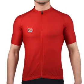 Resim BSCYCLİNG Kırmızı Bisiklet Forması ( Petek Desen Kısa Kol ) 