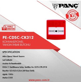 Resim Pe-Cdsc-Ck312 Konvansiyonel Resetlenebilir Yangın İhbar Butonu 