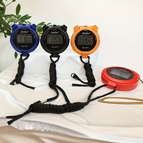 Resim 1 adet Canlı Renkli El Tipi Dijital Spor Kronometresi - Dayanıklı Yüksek İndeksli Plastik, Pil Gücünde Fitness Zamanlayıcı & Sayacı Kronograf Özellikli, Sporcular & Antrenörler için Siyah Kayış 