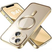 Resim Fibaks İphone 14 Plus Uyumlu Kılıf Kamera Lens Korumalı Magsafe Şarj Kilifi Şeffaf Renkli Yumuşak Kapak 