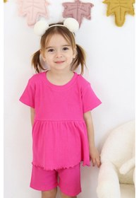 Resim MiaBaby Fırfırlı Şortlu Takım Fuşya 