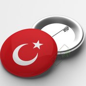 Resim Türk Bayrağı İğneli Buton Rozet 58mm 