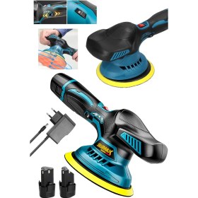 Resim Stilmax Orbital Style Lityum Çift 2x Batarya 6 Devir Ayarlı Detay Pasta Cila Zımpara Polisaj Makinesi 
