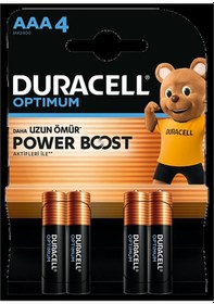 Resim Duracell Optimum Powerboost Aaa İnce Kalem Pil 4'lü 4 Adet 