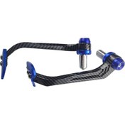 Resim Dream011 Siyah Fiber Desen Mavi Kalp Başlıklı Cnc Alüminyum Boynuz Koruma Düşmeyi Önleyen Evrensel Motosiklet Koruma Aksesuarı 