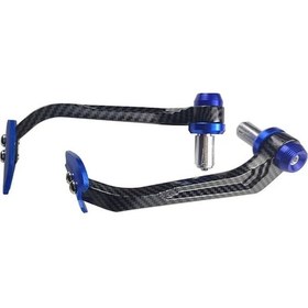 Resim Dream011 Siyah Fiber Desen Mavi Kalp Başlıklı Cnc Alüminyum Boynuz Koruma Düşmeyi Önleyen Evrensel Motosiklet Koruma Aksesuarı 