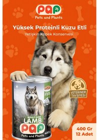 Resim Pets And Plants Yüksek Proteinli Kuzu Etli Yetişkin Köpek Konservesi 12 x 400 G 