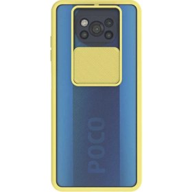 Resim KZY Xiaomi Poco X3 Kapak Lensi Açılır Kapanır Kamera Korumalı Silikon Kılıf - Sarı 