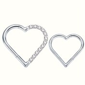 Resim 1pc Elegant Kalp Şeklinde Kıkırdak Piercing Küpesi, Paslanmaz Çelik ile Sentetik Zirkonya, Hinged Ring Daith Segment Clicker için Tragus Helix Burun, Unisex Takı Kadın ve Erkekler için 