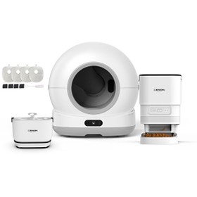 Resim Xenon Smart Akıllı Kamerasız Kedi Tuvaleti Çelik Kaseli Mama Kabı Bataryalı Su Pınarı ve Filtre 4'lü Pet Seti 