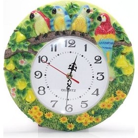 Resim Papağanlı Polyester Duvar Saati Çok Renkli 