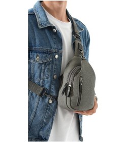 Resim Erkek Bady Bag Göğüs Çantası Kanvas Kumaş Sırt Çantası 27 17 Cm Günlük Omuz Çantası Gri 
