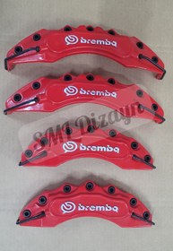 Resim Universal Brembo Stil Fren Kaliper Kapağı Seti - 4 Parça (Ön/Arka) 17-20 İnç Uyumlu - Kırmızı 