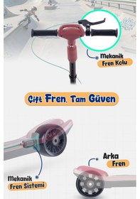 Resim Prego Veyron Bluetoothlu Müzikli Işıklı Çocuk Scooter Katlanabilir - Yükseklik Ayarlı Bordo 