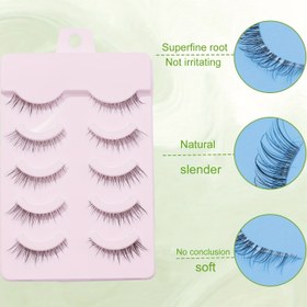 Resim 5 Çift, Doğal Fiber Uzunluğu, Çapraz Peri Saçları, Şeffaf Çöp, Uzun Göz Kuyruğu, Doğal Yumuşaklık, Tekrar Kullanılabilir 