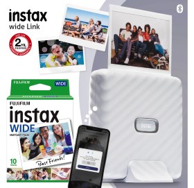 Resim Instax Wide Link Beyaz Akıllı Telefon Yazıcısı + 10'lu Film 