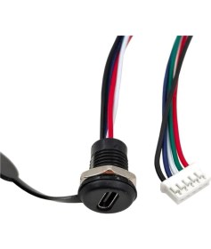 Resim YKA Panel Montajlı USB C Dişi Konnektör - Jst-Ph-2.0 Konnektör Çıkışı - Siyah 