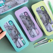 Resim 1Set Dayanıklı 7-in-1 Ölçüm ve Çizim Aracı Seti - Öğrenciler ve Profesyoneller için Çok Uygun, Hassasiyet ve Taşınabilirlik Garantisi Veriyor, Pusulalar, Protractorlar, Cetvel ve Silgiler İçerir 