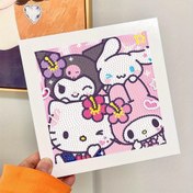Resim Canlı Sanrio Hello Kitty & Kuromi 5D DIY Elmas Boyama Seti, 16.99x16.99 cm Tam Yuvarlak Taş Mozaik Sanat Çerçeveli - Yaratıcı Ev Dekorasyon El İşi 