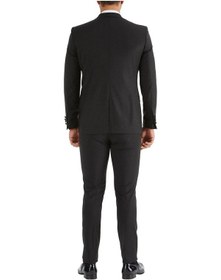 Resim Efor Black 034 Slim Fit Yelekli Çıkarılabilir Saten Yaka Siyah Damatlık Smokin Takım Siyah 