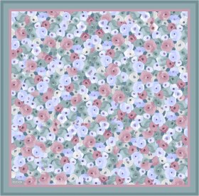 Resim Armine Çiçek Desenli Saf İpek Twill Eşarp 9300d 50 Mavi 