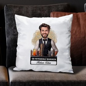 Resim Karikatürlü En Yakışıklı Barmen Yastık 