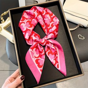 Resim Kadınlar İçin 70cm Sevimli Kalp Desenli Kare Eşarp - Yumuşak Hafif Polyester, Pembe & Beyaz, Akşam Gezileri için Çok Amaçlı Moda Aksesuarı, Rüzgar Geçirmez ve Sıcak Tutan, Elde Yıkama/Kuru Temizleme 