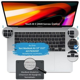 Resim Macbook Air 13Inc Klavye Koruyucu A2179 A2337 İngilizce Türkçe Siyah 