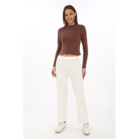Resim Extra Yumuşak Uzun Viskon Pantolon Home&outdoor-krem Krem 