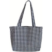 Resim Elmpaly Siyah Vintage Kot Çanta Kadınlar İçin Büyük Kapasiteli Ekose Desenli El Çantası Diğer 