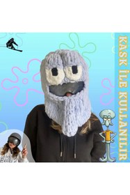 Resim Linka Knit El Yapımı Squidward Dokunaç Kayak Kaskı Maskesi, Kayak Maskesi, Kayak Kaskı Koruyucu Kılıf 