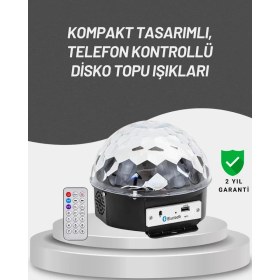 Resim İntora Uzaktan Kumandalı Rgb LED Disko Topu Bluetooth Hoparlörlü 