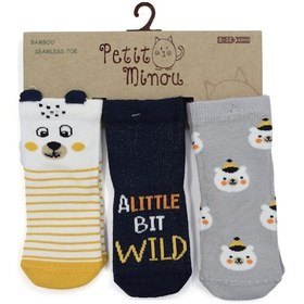 Resim Petit Minou 3'lü 3D Bear Bebek Çorabı 2177 