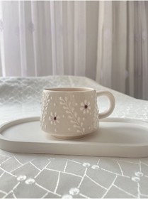 Resim Papatya Kupa Bardak Çay Kahve Fincanı Ekru 