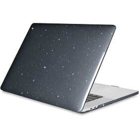 Resim ZMOBILE Macbook Pro 13 M2 2022 Simli Star Siyah Parlak Kılıf Kapak 360° Koruma A2686 Uyumlu. 