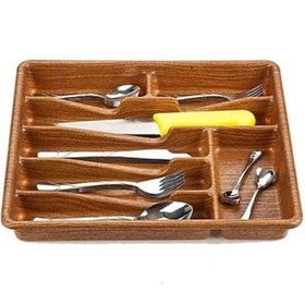 Resim Küçük - Ahşap Renk - 7 Bölmeli Çekmece İçi Kaşıklık 36x32cm 4989 Çok Renkli 