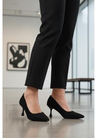 Resim Ayakmod 695033 Z Siyah Süet Kadın Topuklu Ayakkabı Siyah 