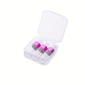Resim 3 adet 3ml Cam Damlatıcı Şişeler Şeffaf Saklama Kutusu ile - Mini Esansiyel Yağ & Kozmetik Kapları, Pembe Kapaklar, Seyahat ve Ev Kullanımı için İdeal, Yağlar için Damlatıcı Şişeler 