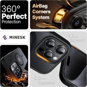 Resim Minesk iPhone 14 Pro Max için Magsafe ile Uyumlu Fusion Mat Serisi Kaliteli Orijinal Versiyon Kılıf Metal Tuş Takımı ve Ultra Güçlü Gerçek Mıknatıslar Şık Tasarım Kılıf (Siyah, 14 Pro Max) 