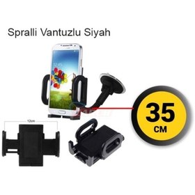 Resim Oto Telefon Tutucu Spralli Vantuslu Siyah 35CM 