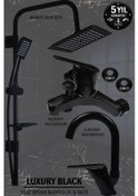 Resim Lavabo Banyo Duş Bataryası Robot Duş Mat Siyah Lavabo Batarya 