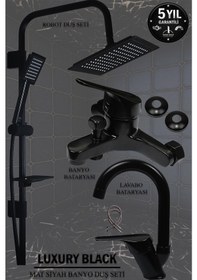 Resim Lavabo Banyo Duş Bataryası Robot Duş Mat Siyah Lavabo Batarya 